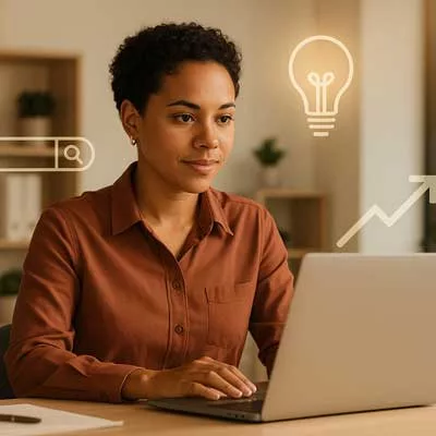 Business owner confidently reviewing results with Search Intent Optimisation