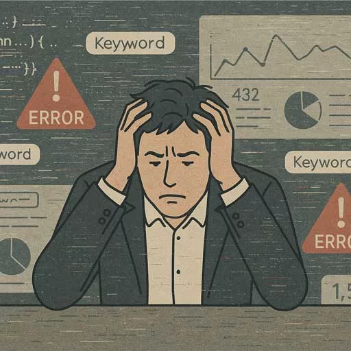 Frustrated business owner unaware that Search Intent Optimisation services are needed