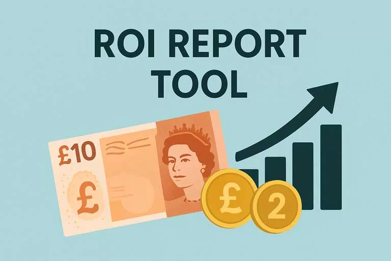 Illustration of UK money symbolising SEO ROI report tool for small businesses